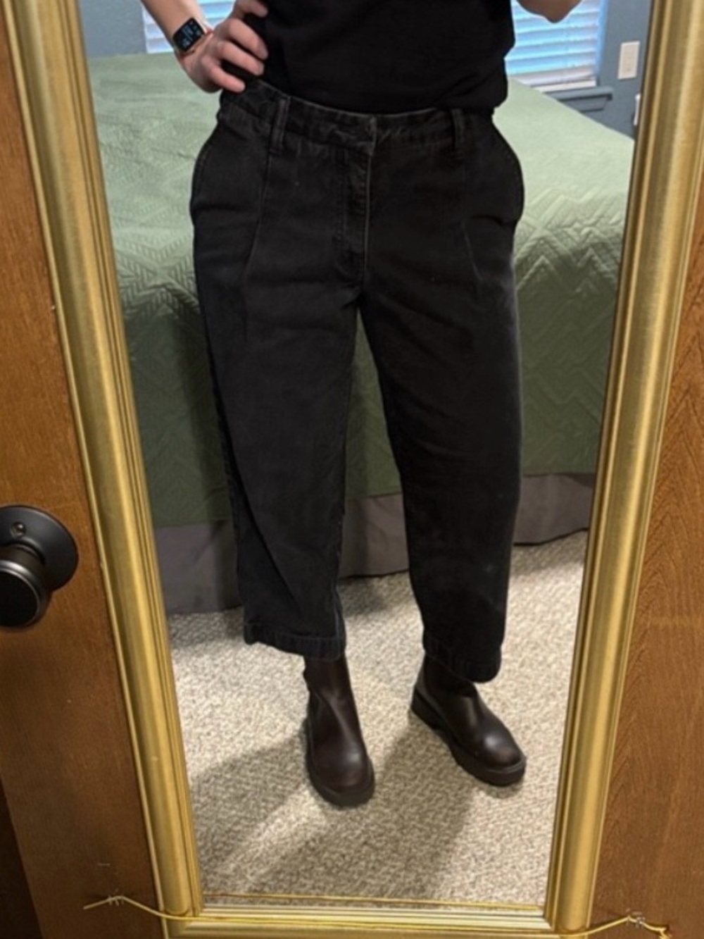 Banana Republic Mid-Rise Straight Black Jeans with Pleats